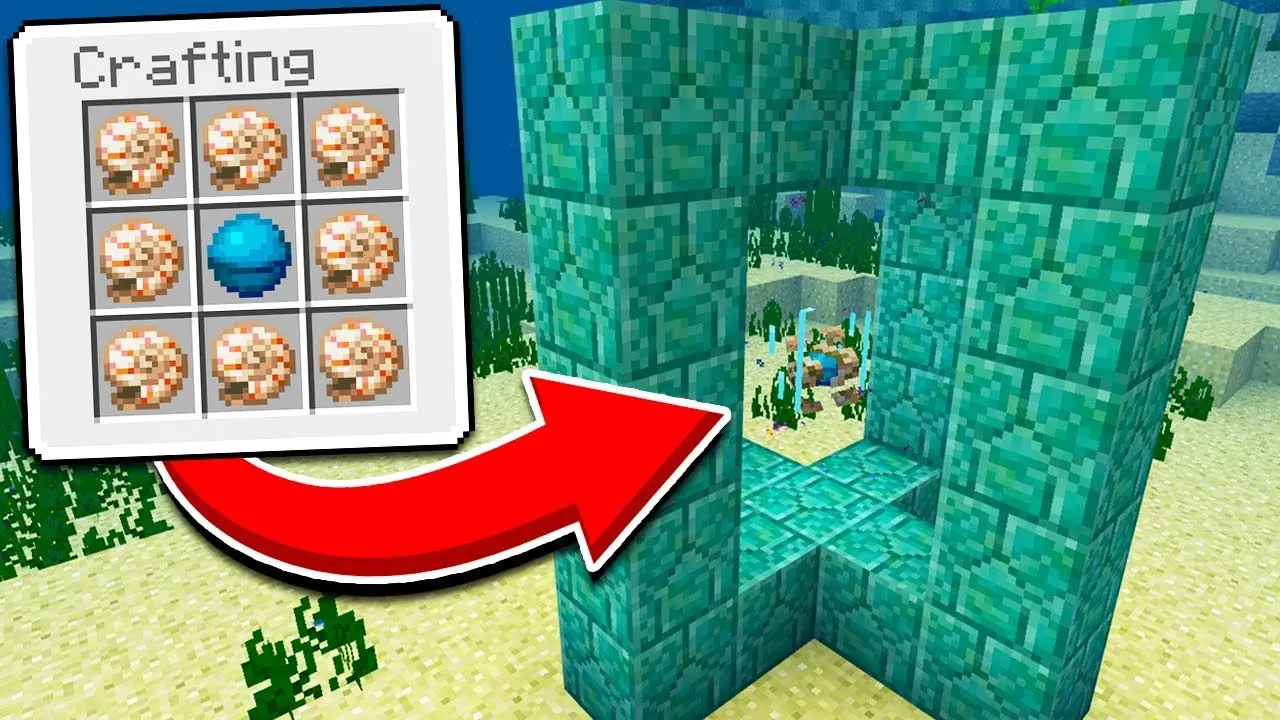 How to Use a CONDUIT in Minecraft Pocket Edition (Conduit, Heart of the  Sea, Nautilus Shell)